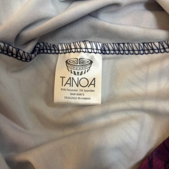 Tanoa Womens Dress Size Medium Blue Abstract Hawaiian Tapa Aloha Art to Wear - Picture 6 of 11